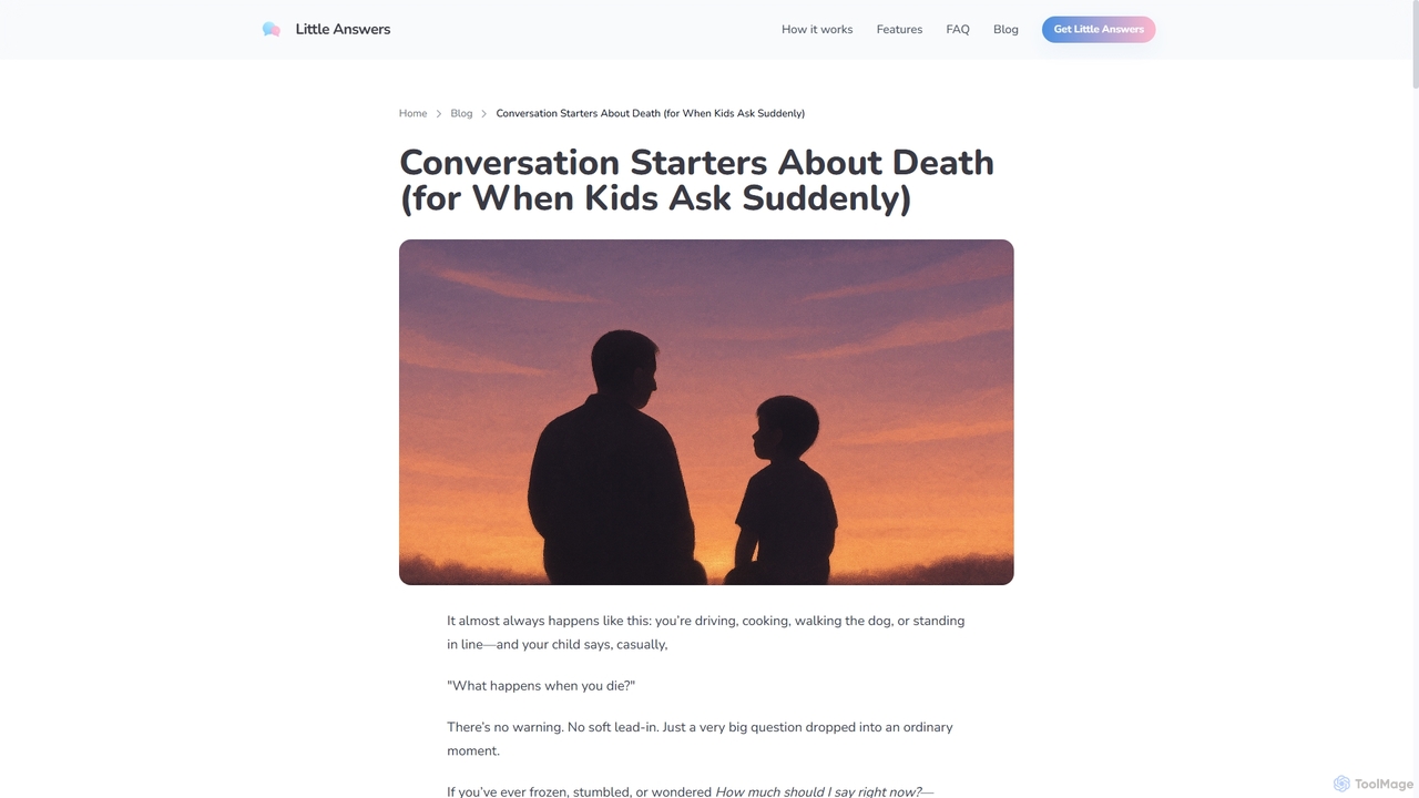 Conversation Starters About Death (for When Kids Ask Suddenly) | Little Answers for Little Answers