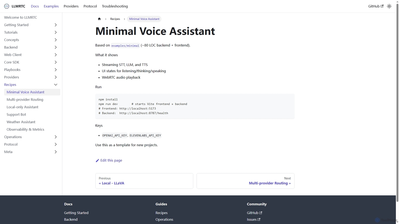 Minimal Voice Assistant | LLMRTC Docs for LLMRTC