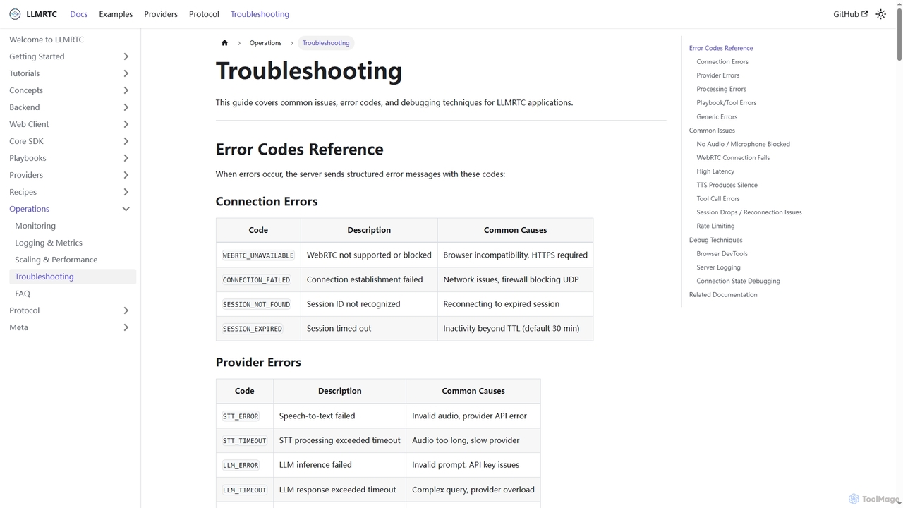 Troubleshooting | LLMRTC Docs for LLMRTC