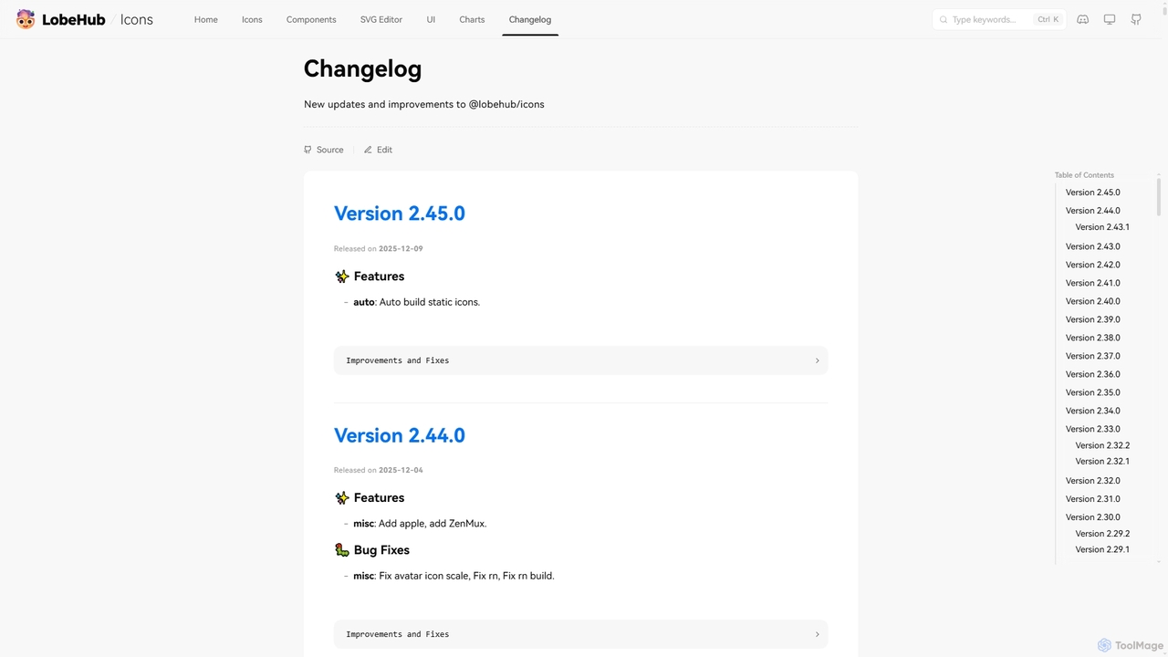 Changelog-Lobe Icons for Lobe Icons