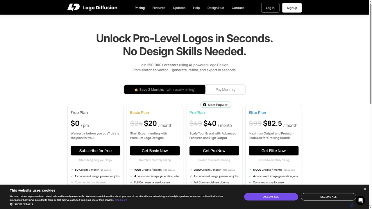 Affordable AI Logo Design Plans | Logo Diffusion Pricing for Logo Diffusion