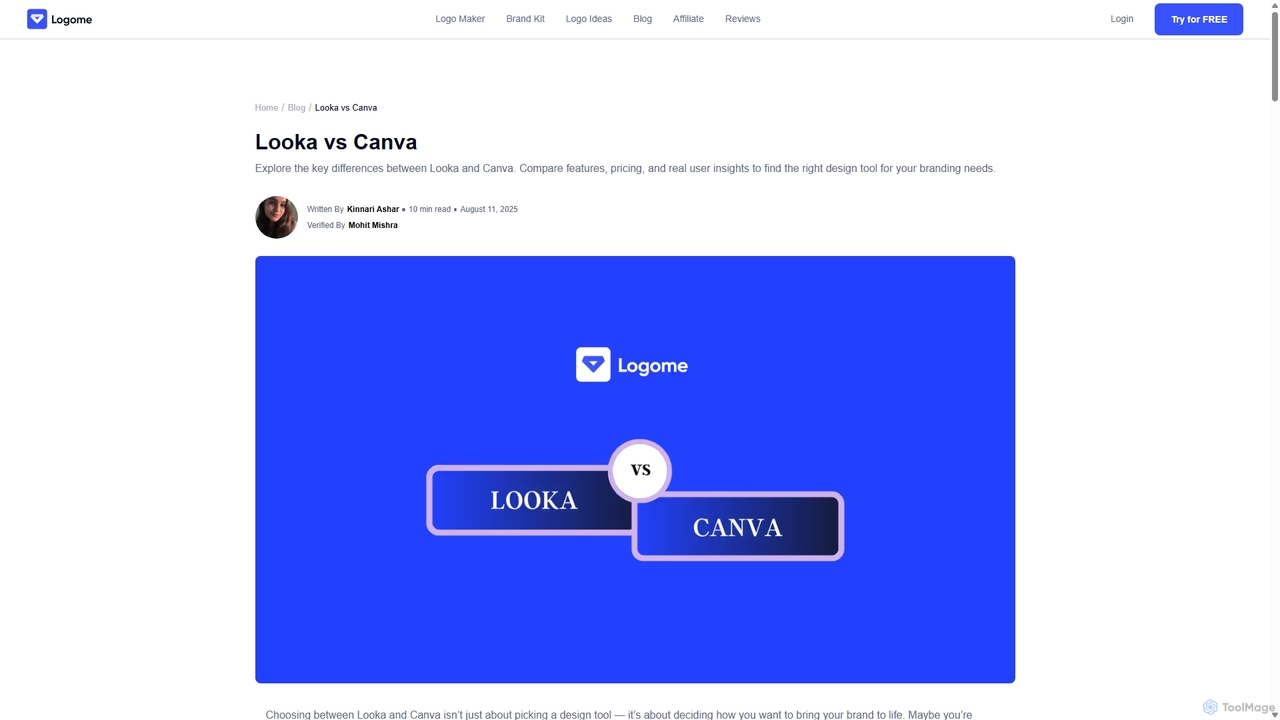Looka vs Canva Comparison – Which Design Tool Should You Choose? for Logome