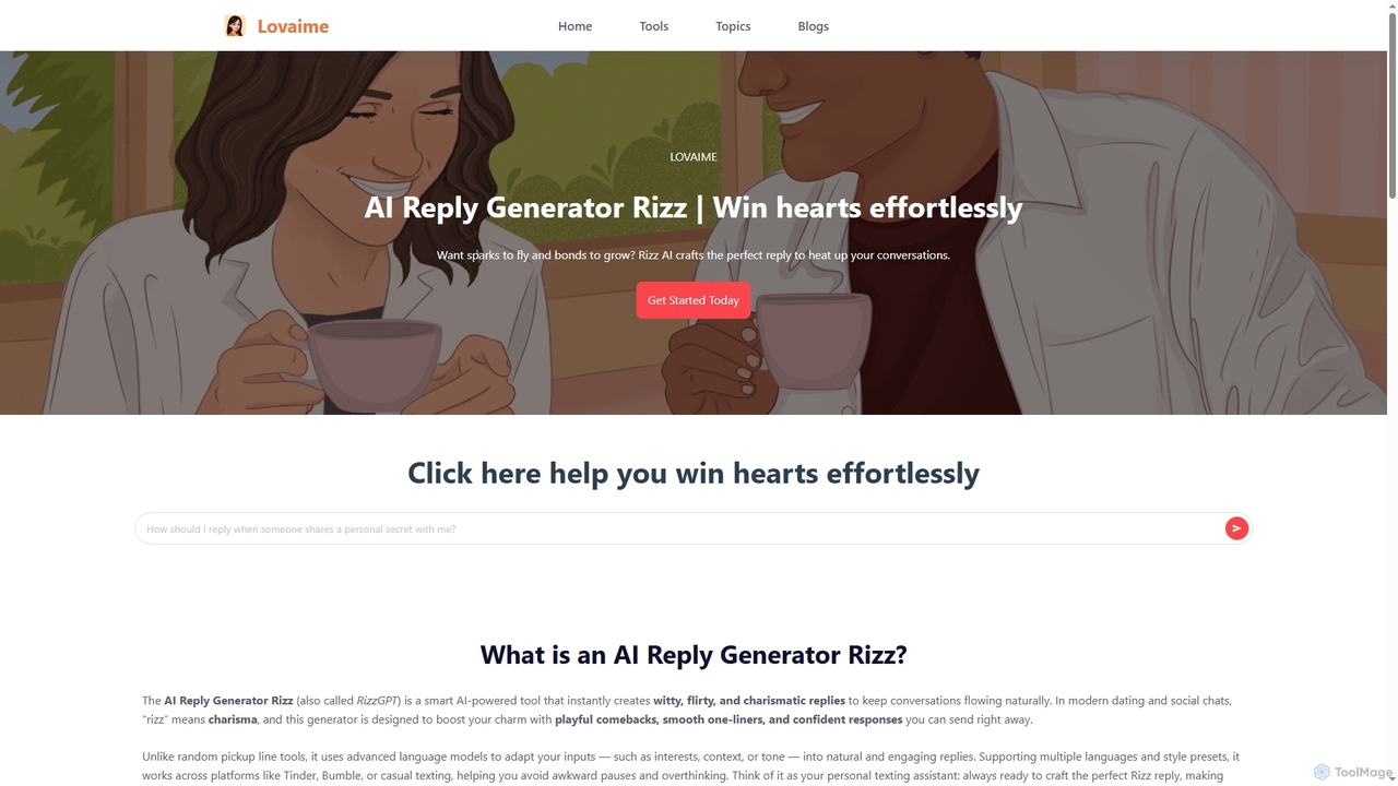Best Free AI Reply Generator Rizz Using Online - Lovaime for Lovaime