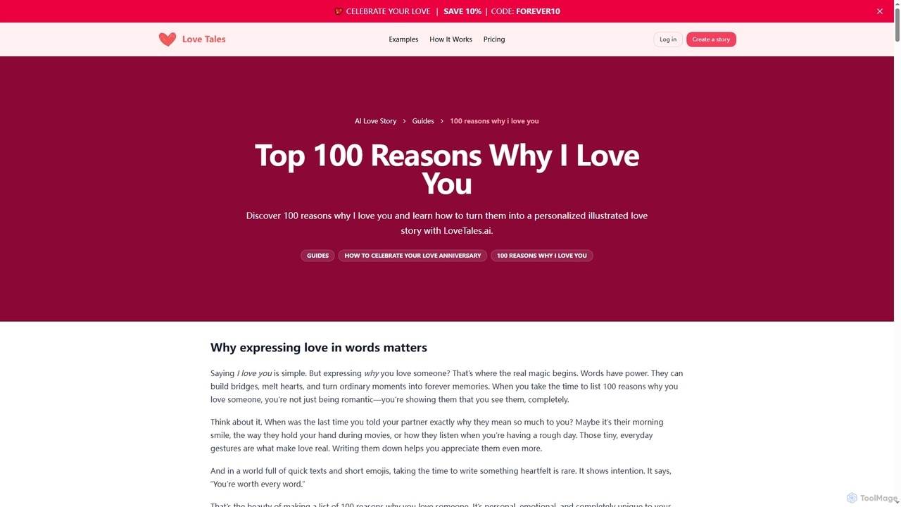 100 Reasons Why I Love You | LoveTales.ai for LoveTales