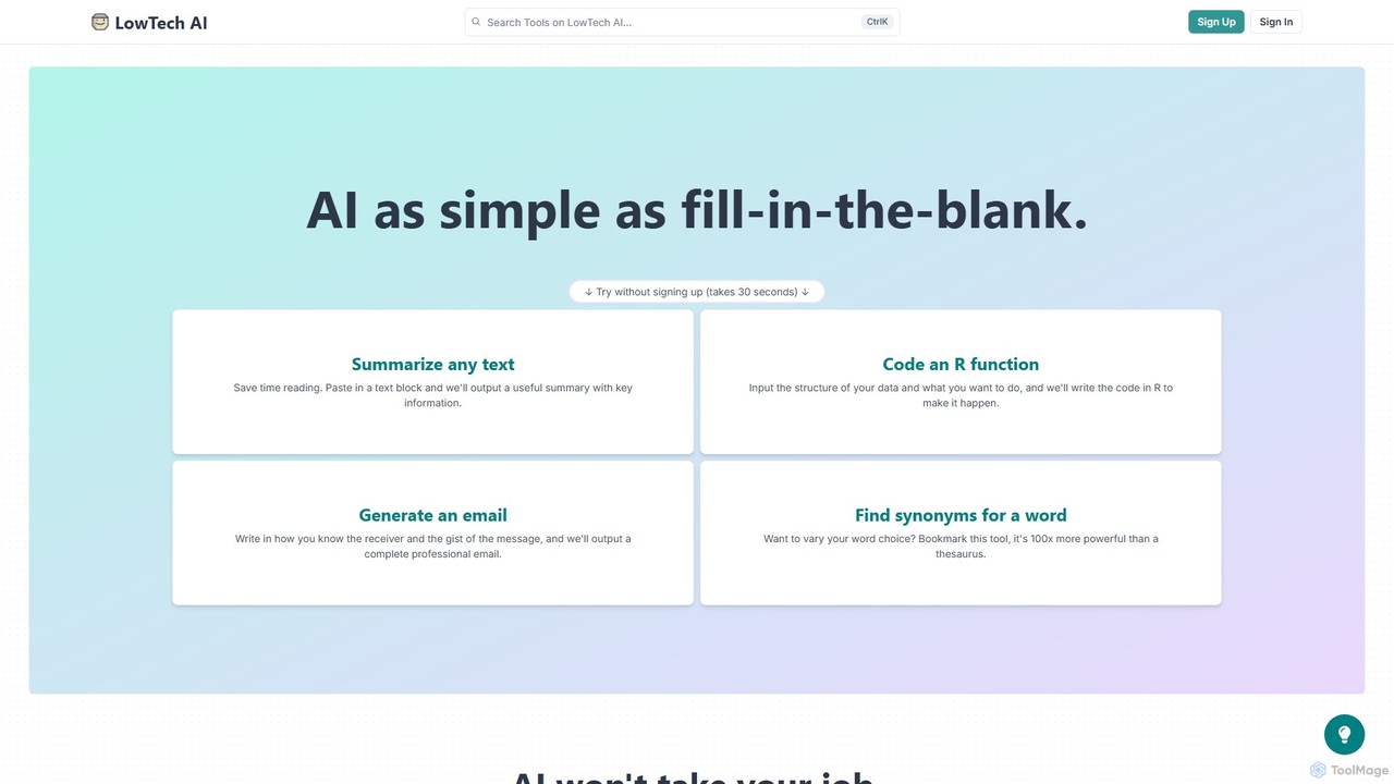 preview for LowTech AI