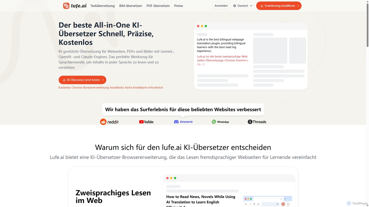 Schnelle, genaue & kostenlose KI-Übersetzung - Lufe AI Translator for Lufe