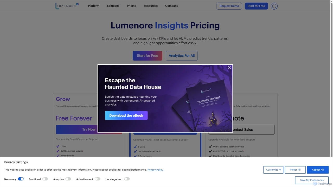 Lumenore Insights Pricing | Business Intelligence Plans & Costs for Lumenore