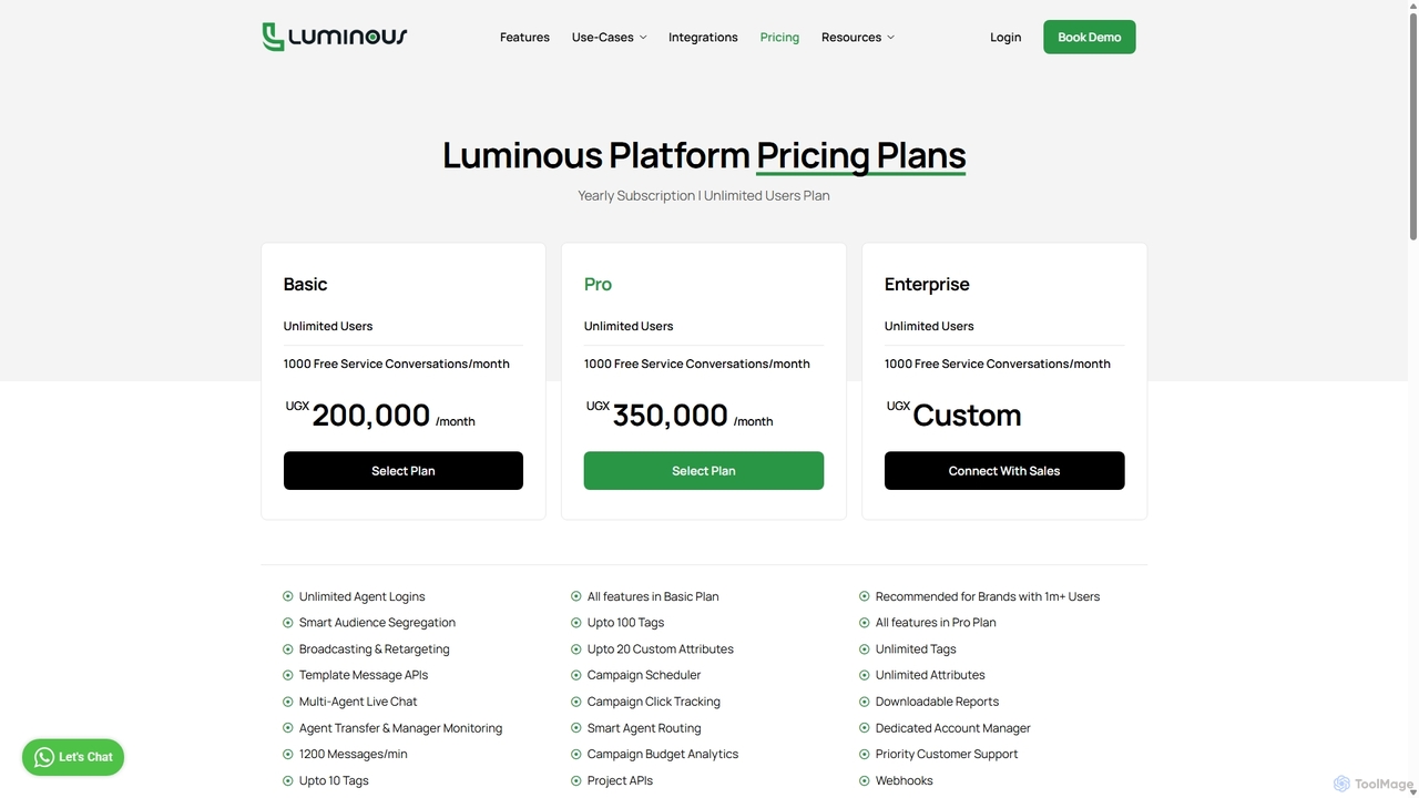 Pricing for Luminous CRM