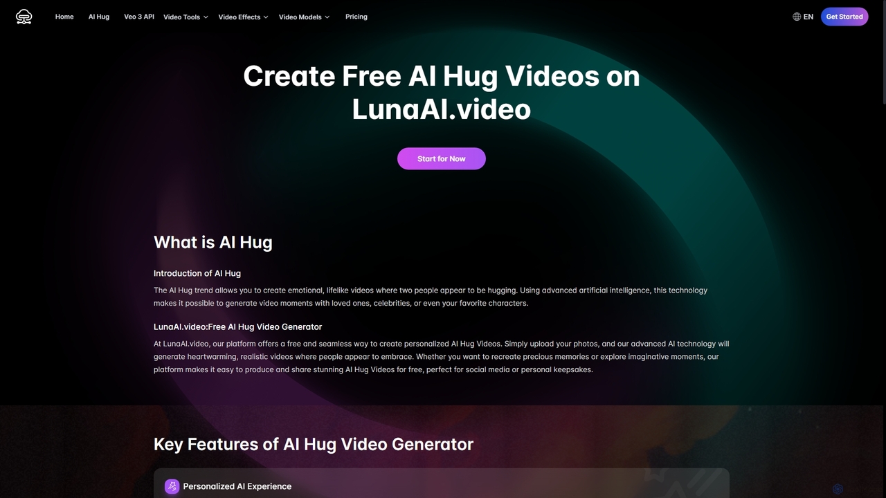 Create Free AI Hug Videos on LunaAI.video for Luna AI