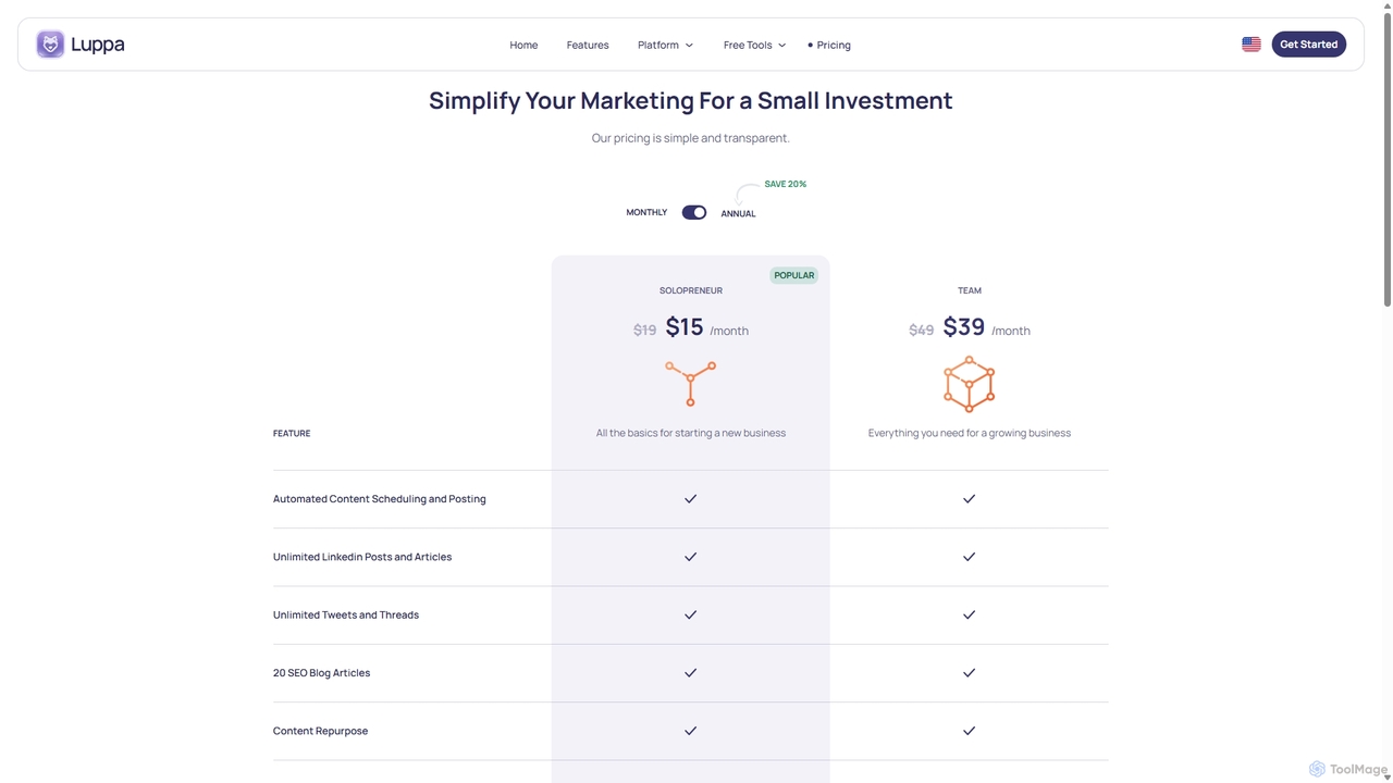 Pricing - Luppa AI for Luppa AI