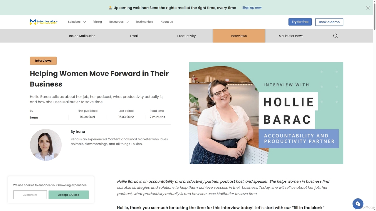 Helping Women Move Forward in Their Business - Mailbutler for Mailbutler