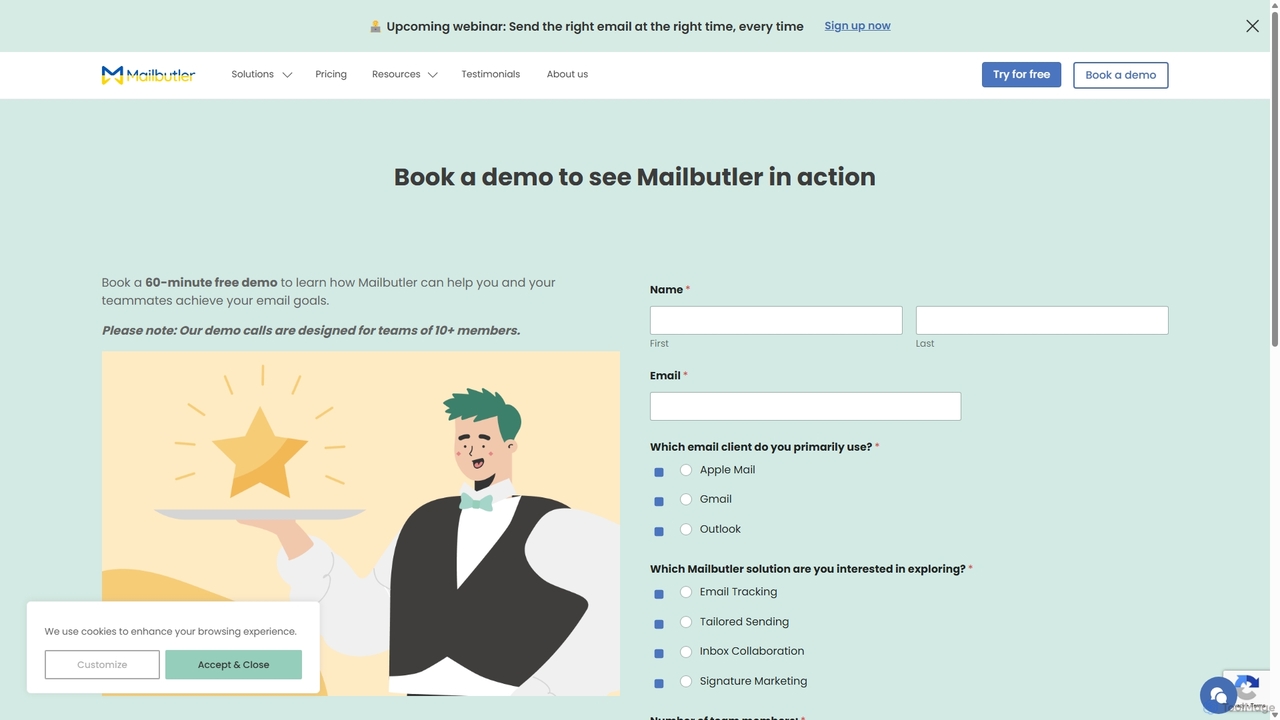 Mailbutler for Teams: Book a Demo for Mailbutler