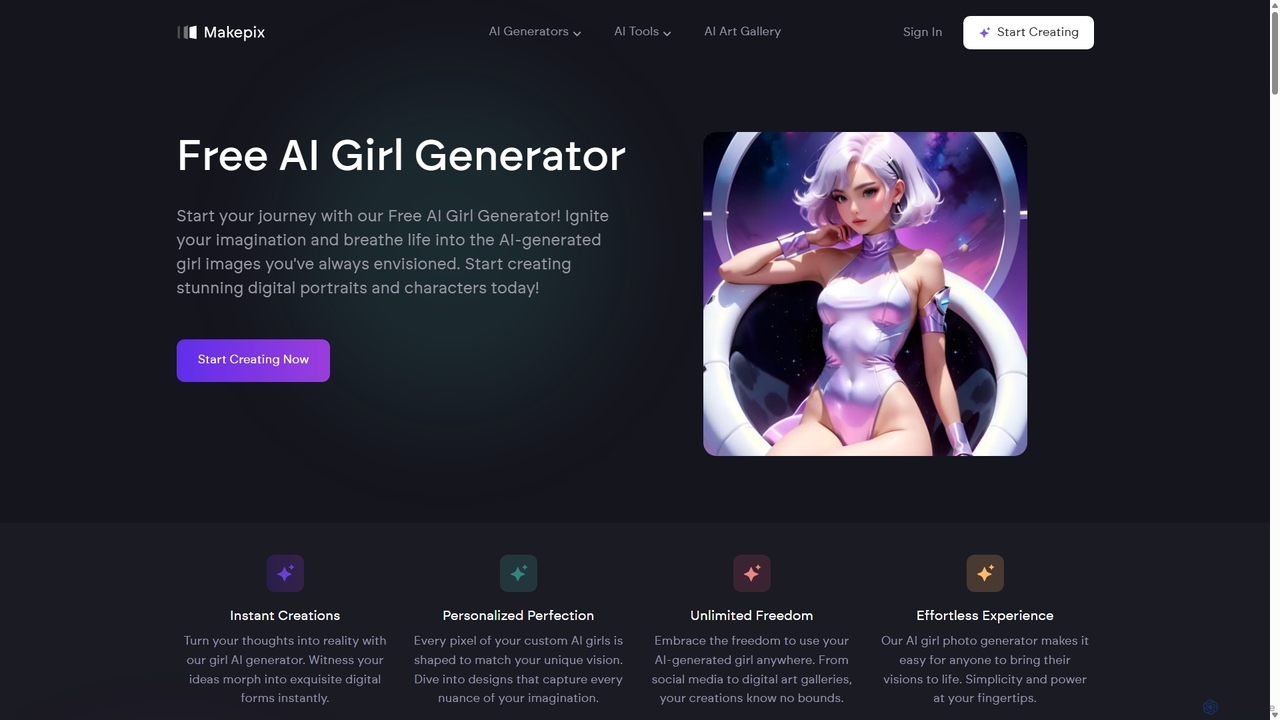 Ai Girl Generator - Create Ai-Powered Girl Images | Makepix for Makepix
