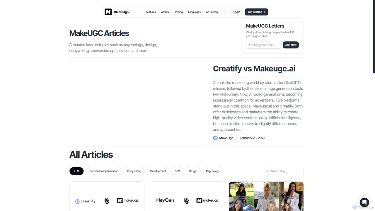 MakeUGC Articles for MakeUGC