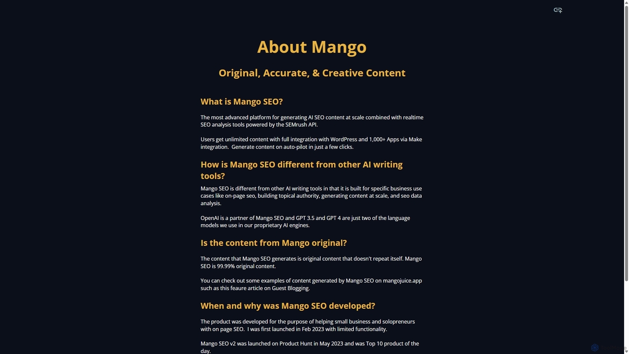 Mangoseo | About Mango SEO AI for Mango SEO AI