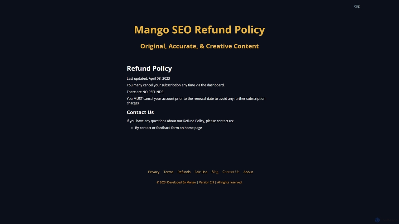 Mangoseo | Mango SEO AI Refund Policy for Mango SEO AI