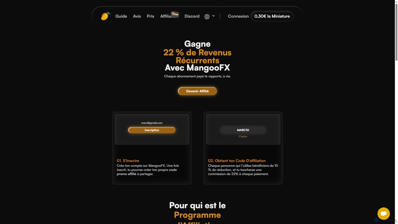 Programme d'Affiliation for MangooFX