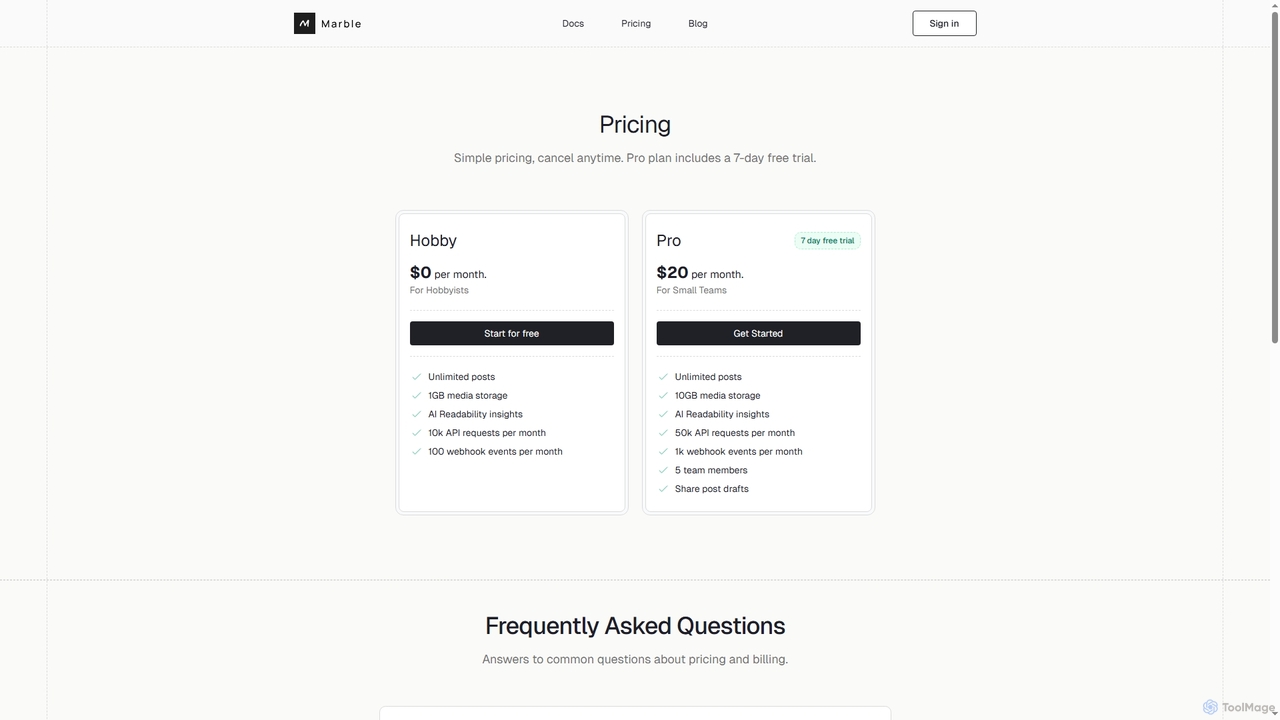 Pricing - Marble for Marble