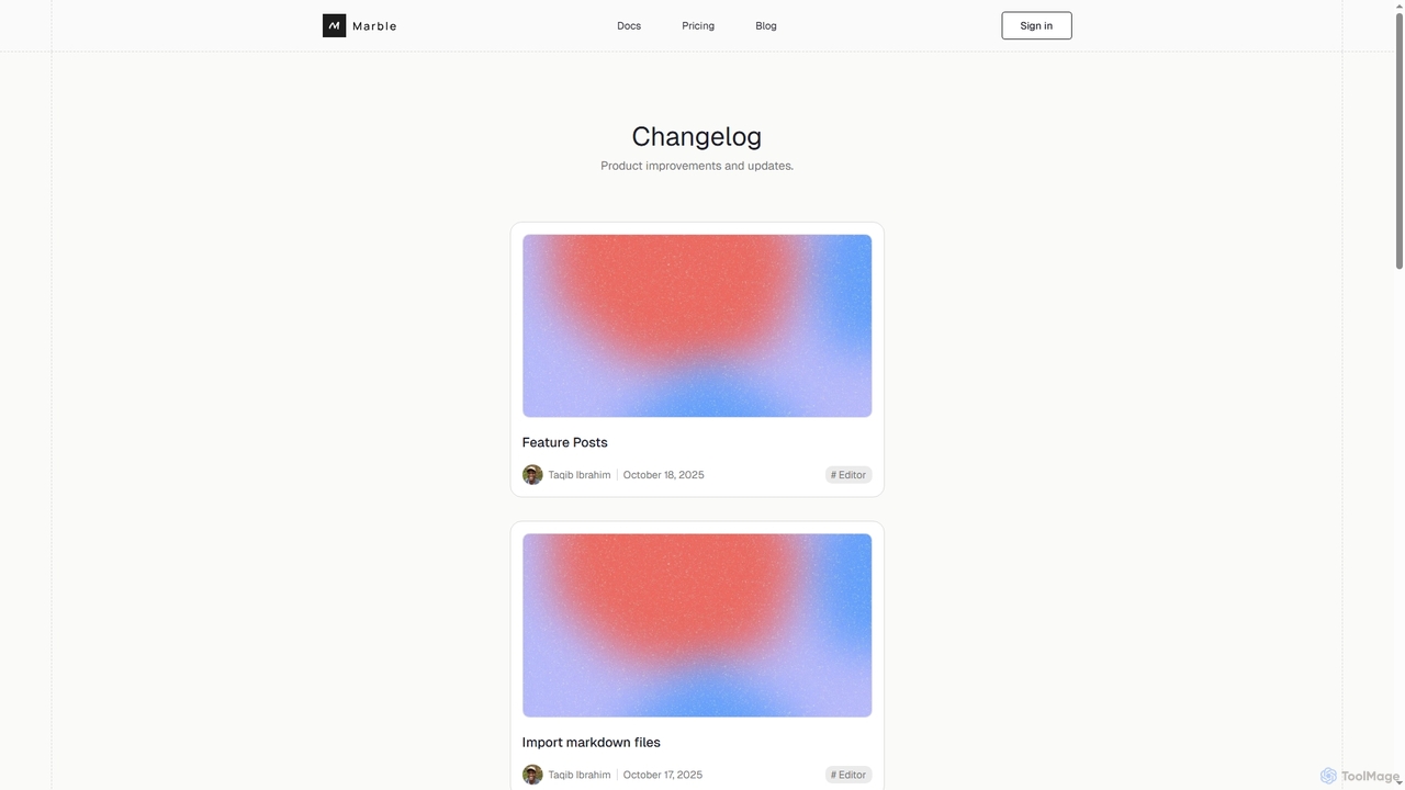 Changelog - Marble for Marble