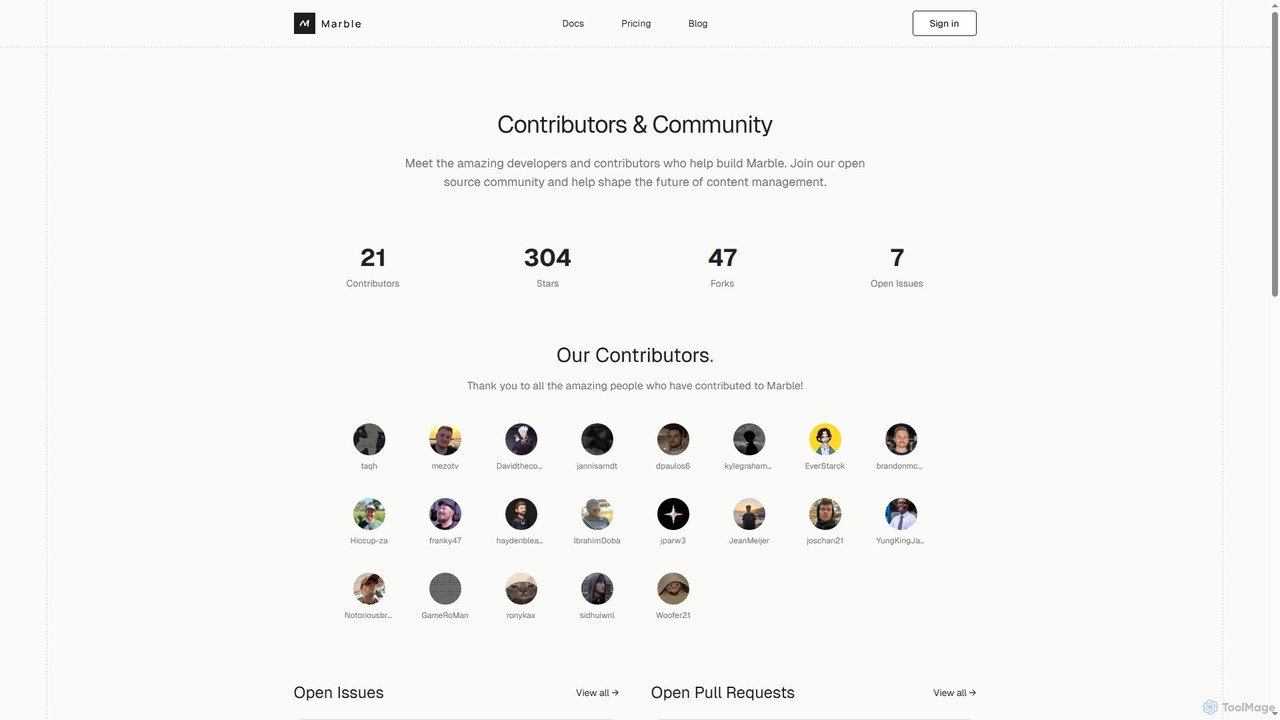 Contributors & Community - Marble for Marble