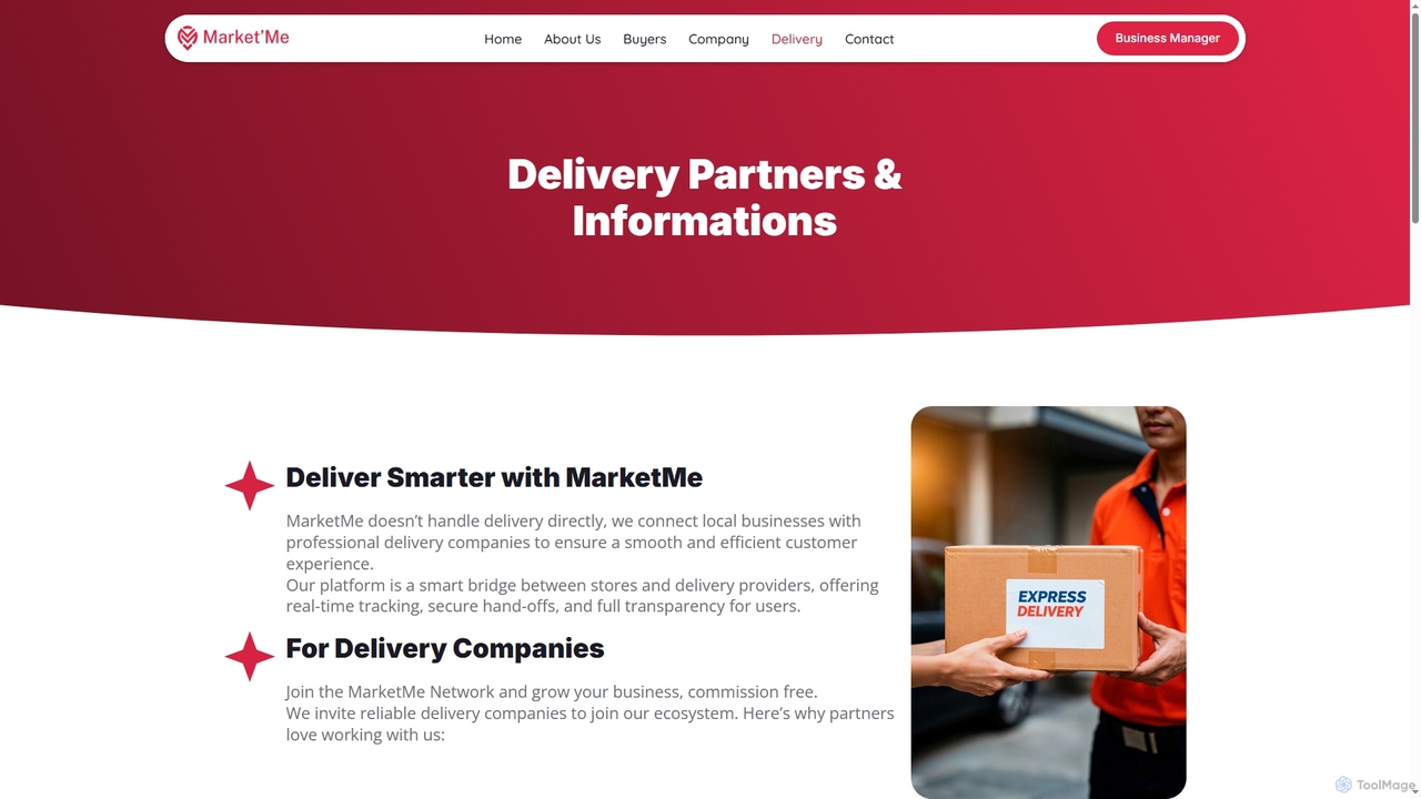 Delivery Partners & Informations - MarketMe for MarketMe