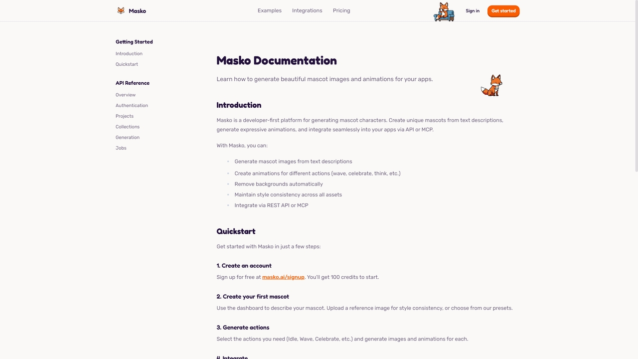 Masko Documentation - Mascot Generation Platform Guide for Masko