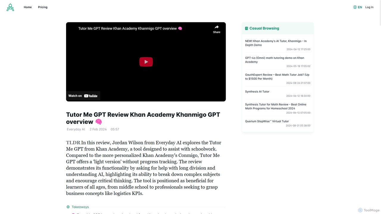 Tutor Me GPT Review Khan Academy Khanmigo GPT overview 🧠 for Math.bot