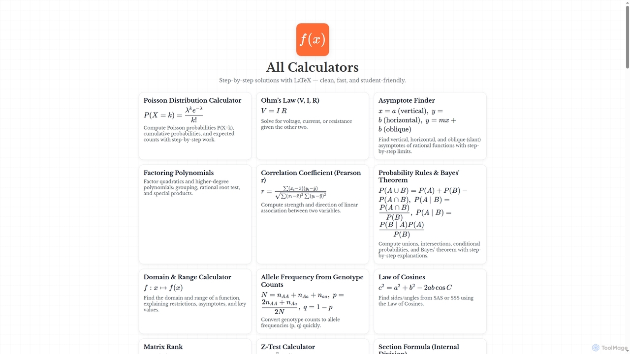 Math Calculators — Derivatives, Integrals, Limits, Vectors, Factoring & More | MathGPT.today for MathGPT