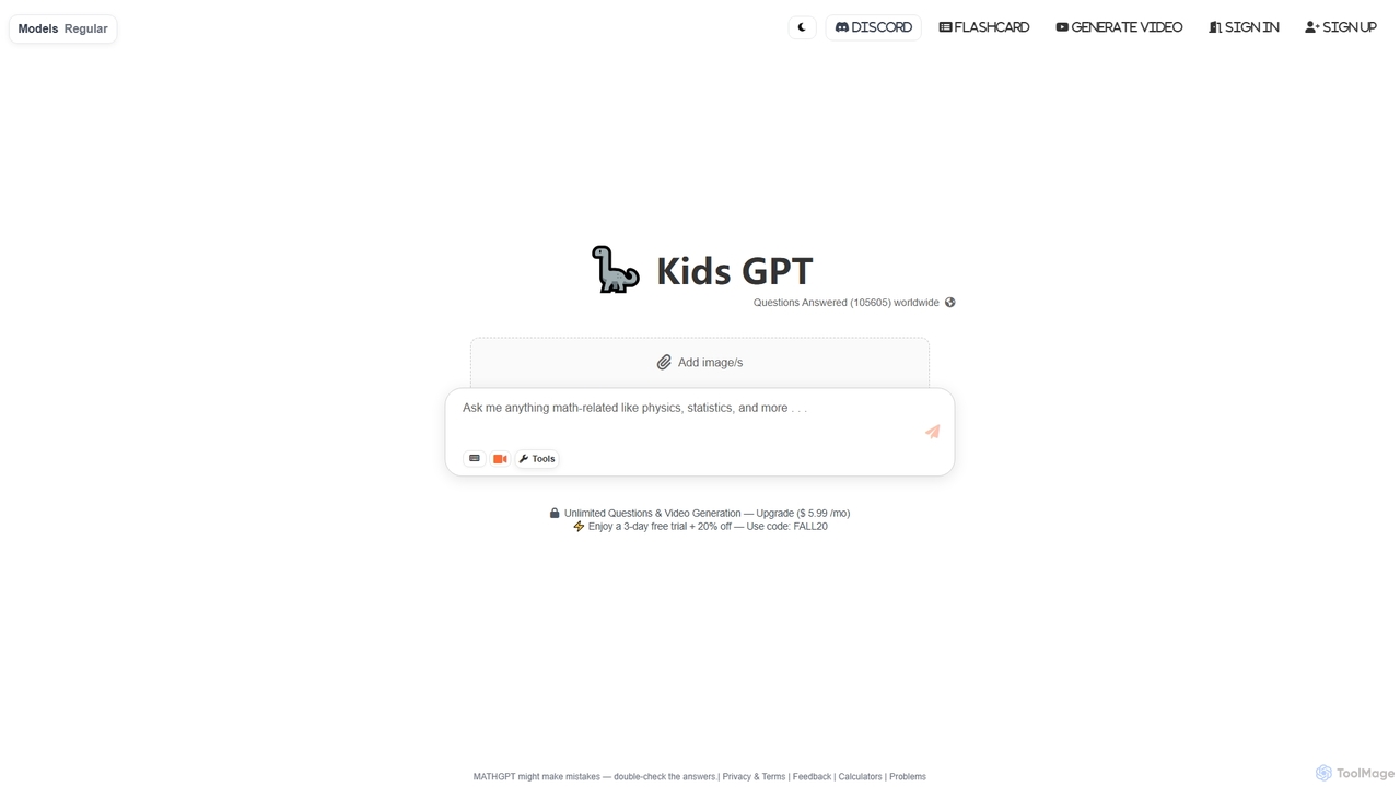 MathGPT Kids - Fun Math Help for School Kids for MathGPT