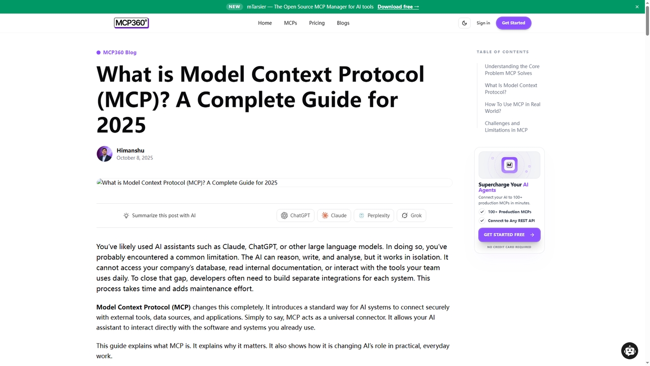 What is Model Context Protocol (MCP)? A Complete G... | MCP360 for MCP360