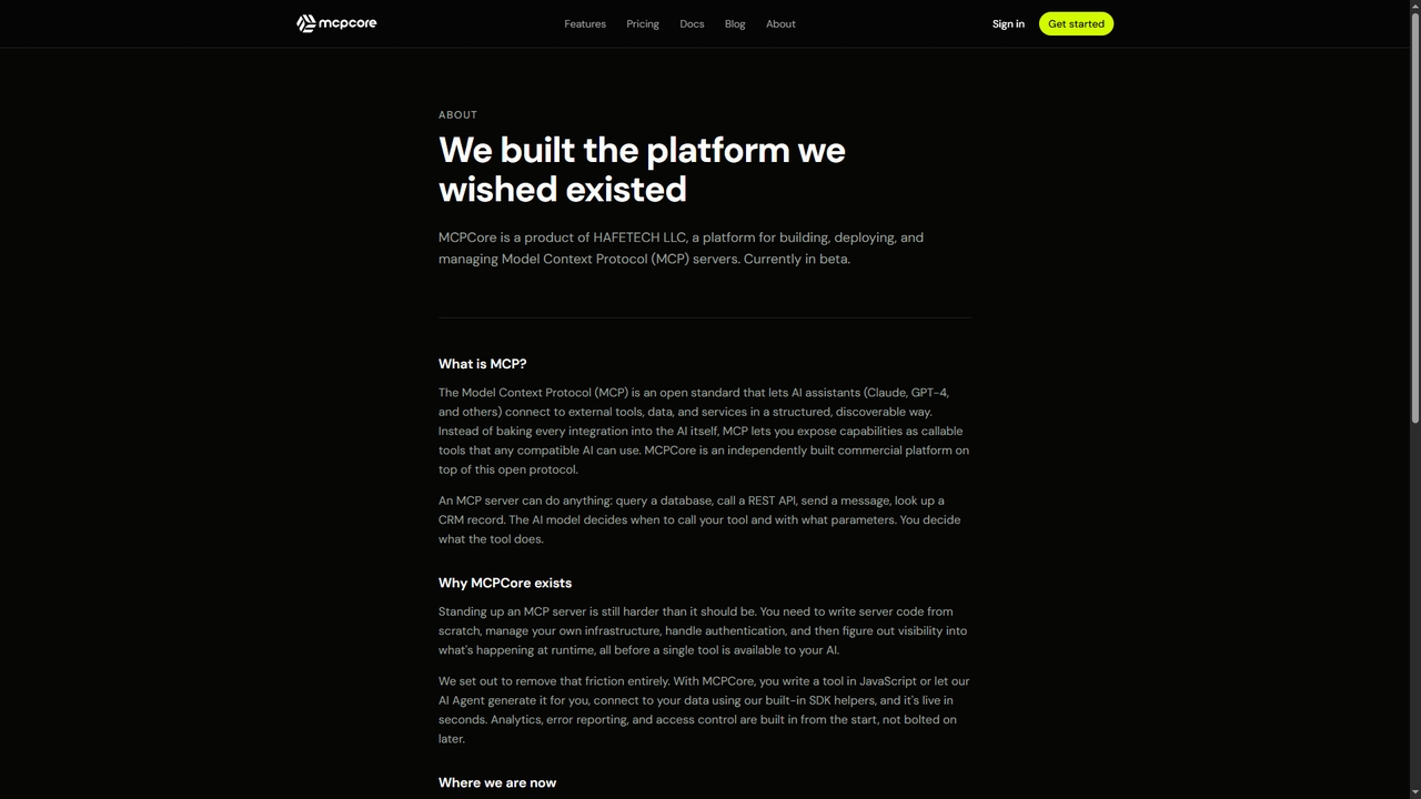 About | MCPCore for MCPCore