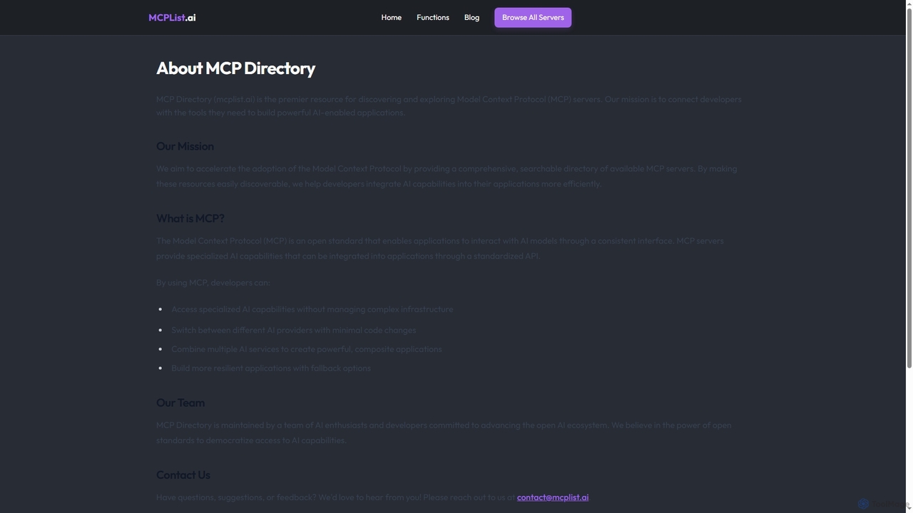 About - MCP Directory for Mcplist