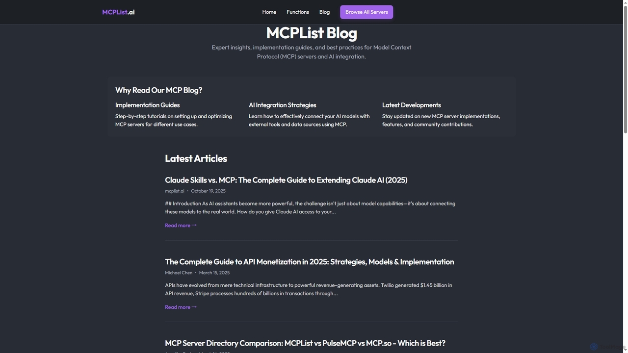 Model Context Protocol (MCP) Blog | Tutorials, Guides & Best Practices for Mcplist