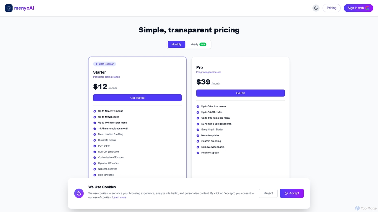 Menyo AI - AI-Powered Menu Management for Menyo AI