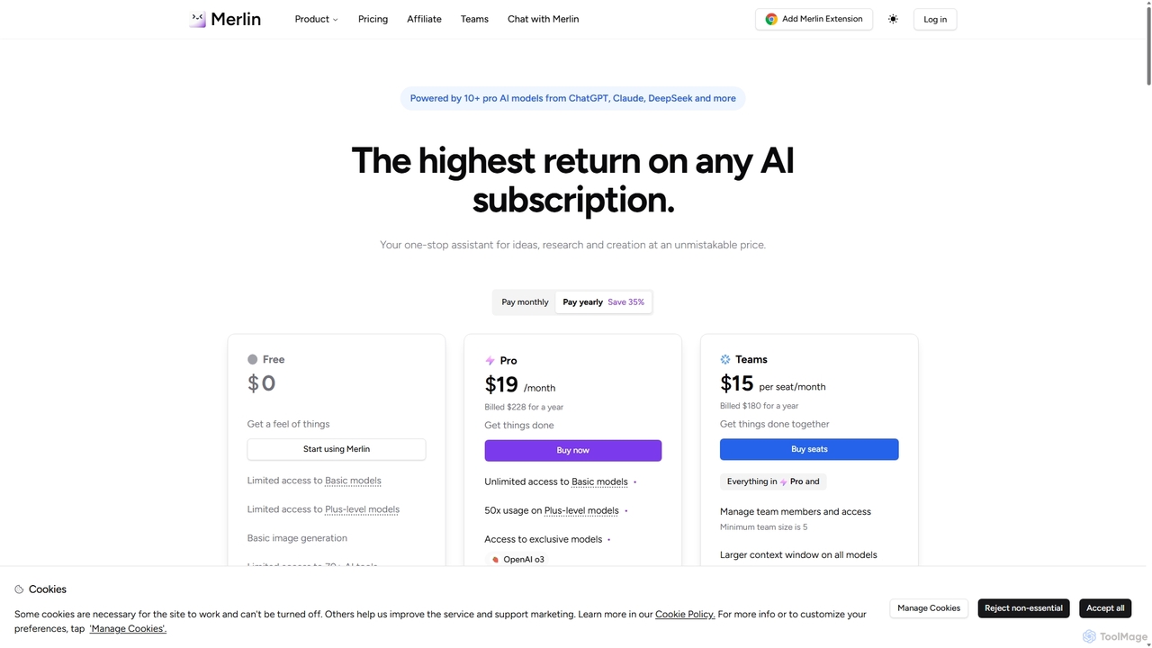 Pricing | Merlin AI for Merlin AI