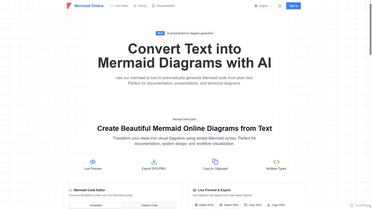 Mermaid AI - Generate Mermaid Diagrams from Text Online for Mermaid Online