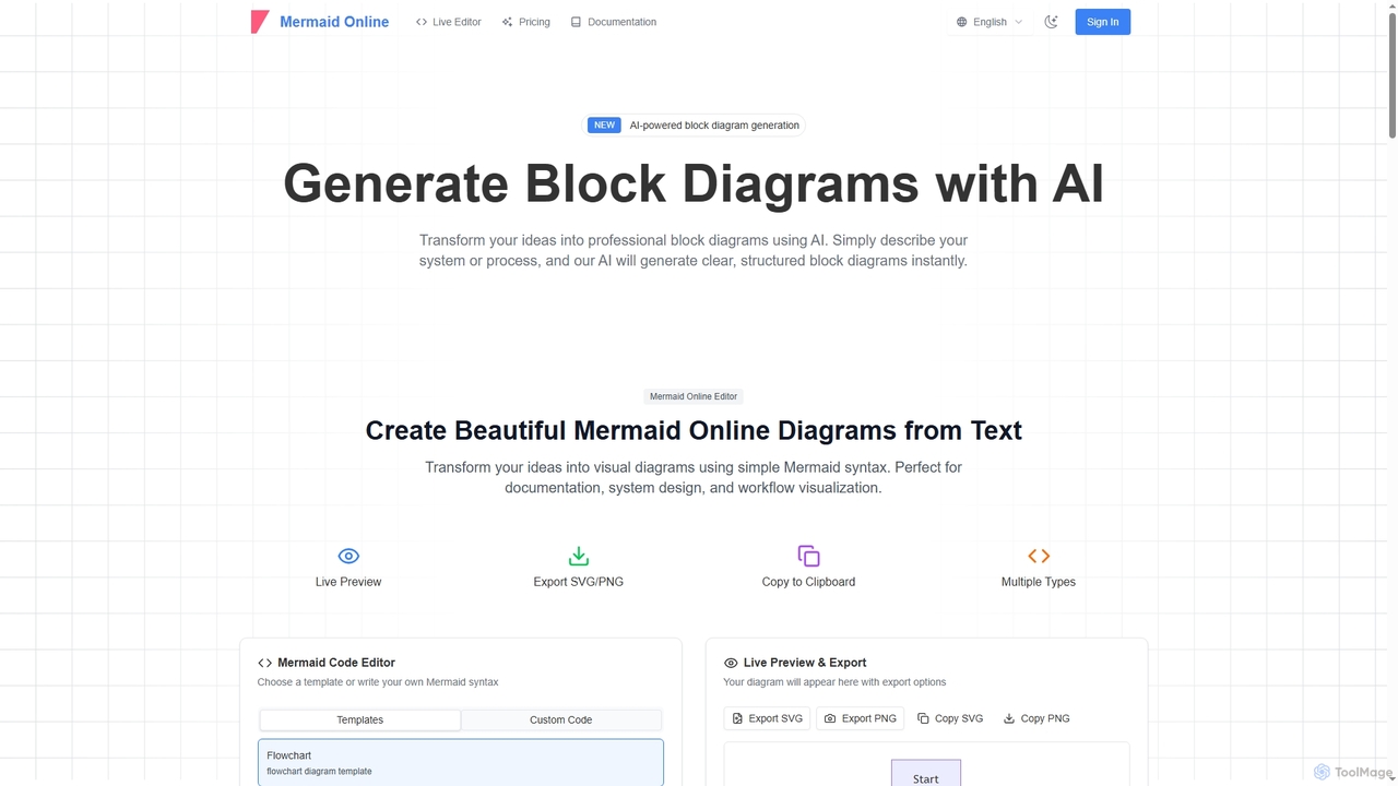 AI Block Diagram Generator - Create Block Diagrams with AI for Mermaid Online