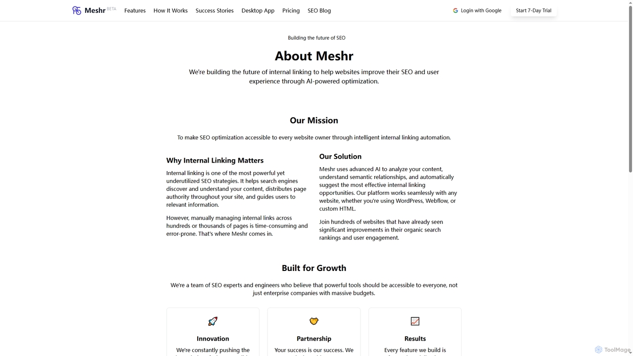 About Us - Building the Future of Internal Linking | Meshr | Meshr for Meshr