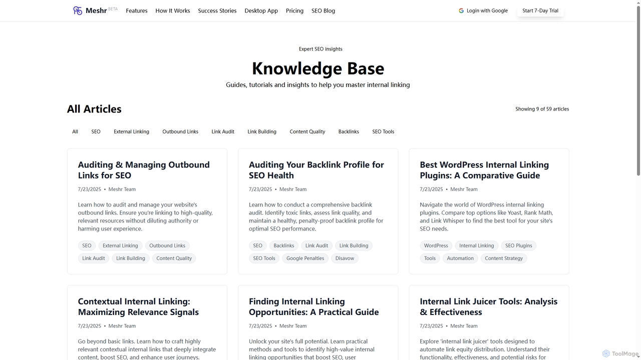 Knowledge Base - SEO Guides & Internal Linking Tutorials | Meshr | Meshr for Meshr