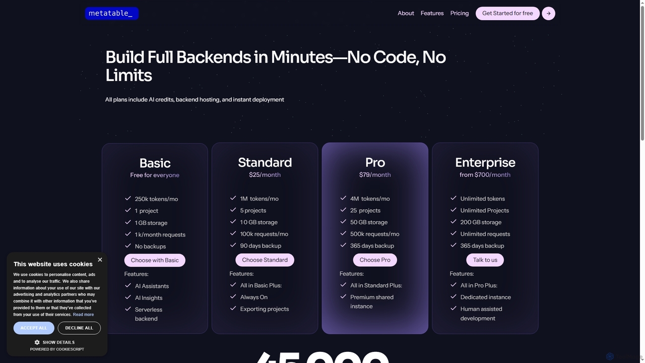 Pricing & Plans | Metatable.ai for Metatable
