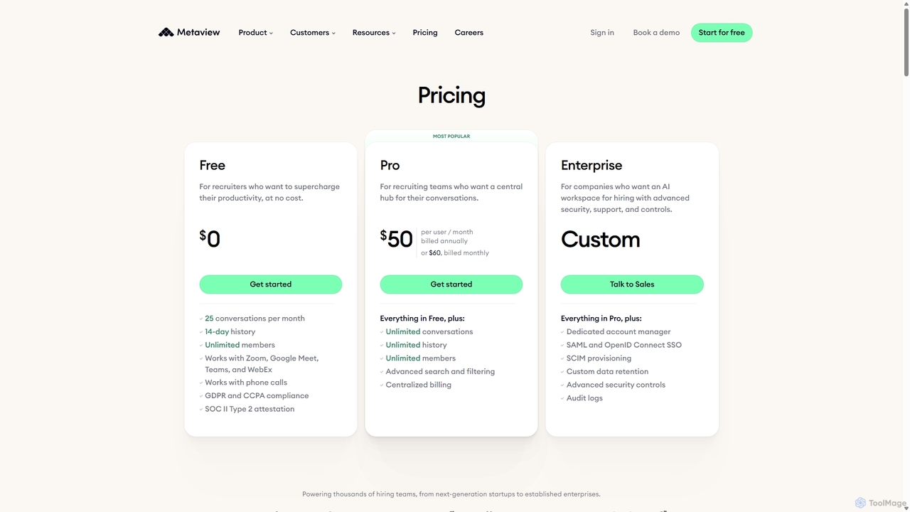 Pricing | Metaview for Metaview