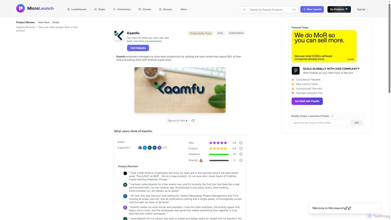 Kaamfu is now on Microlaunch for Microlaunch