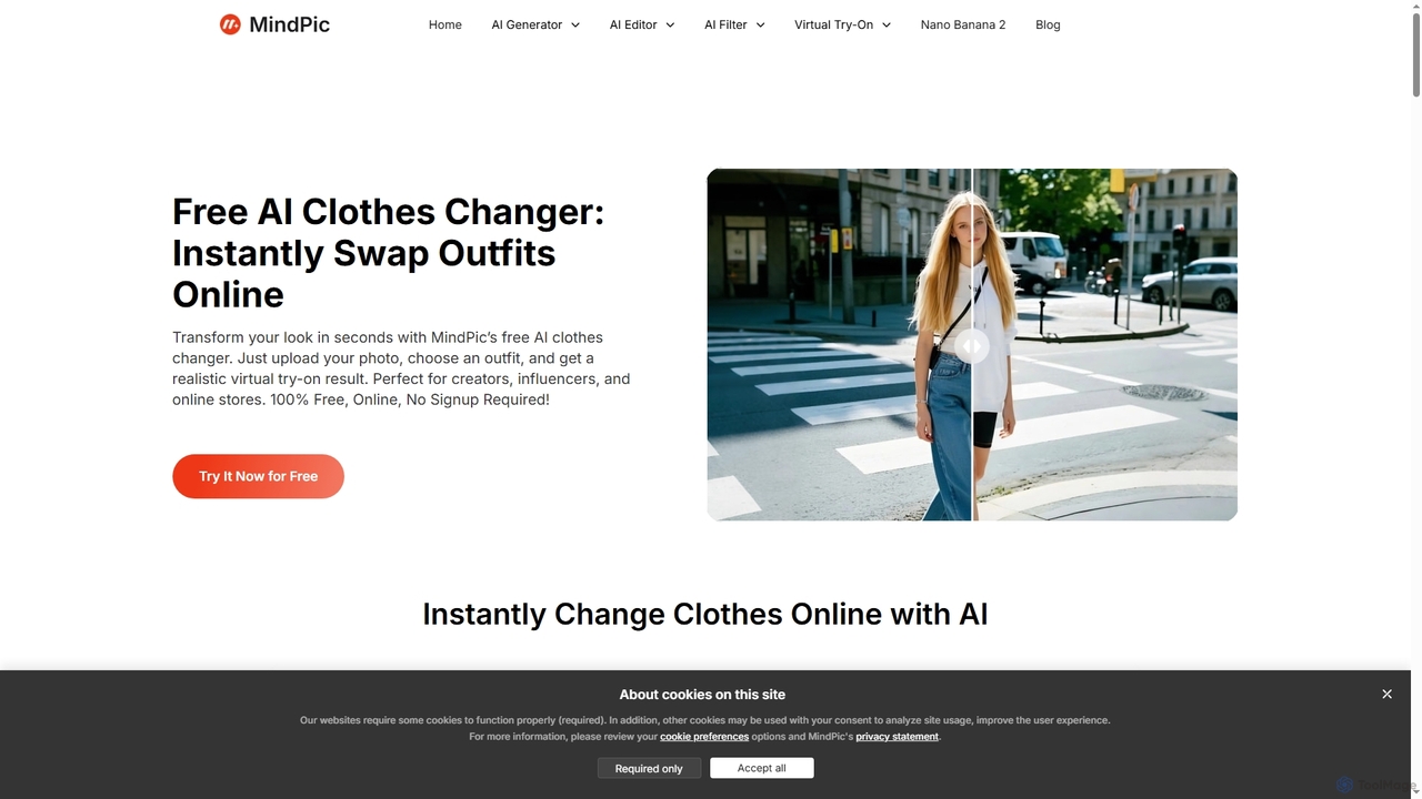 Free AI Clothes Changer: Virtual Try On Any Outfit Online with AI for MindPic