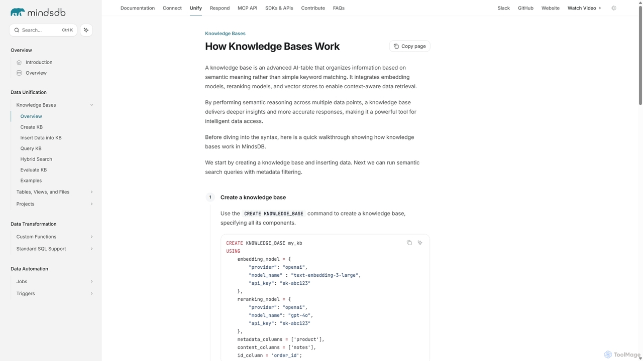 How Knowledge Bases Work - MindsDB for MindsDB