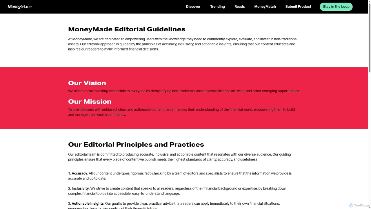 Editorial Guidelines - MoneyMade for MoneyMade
