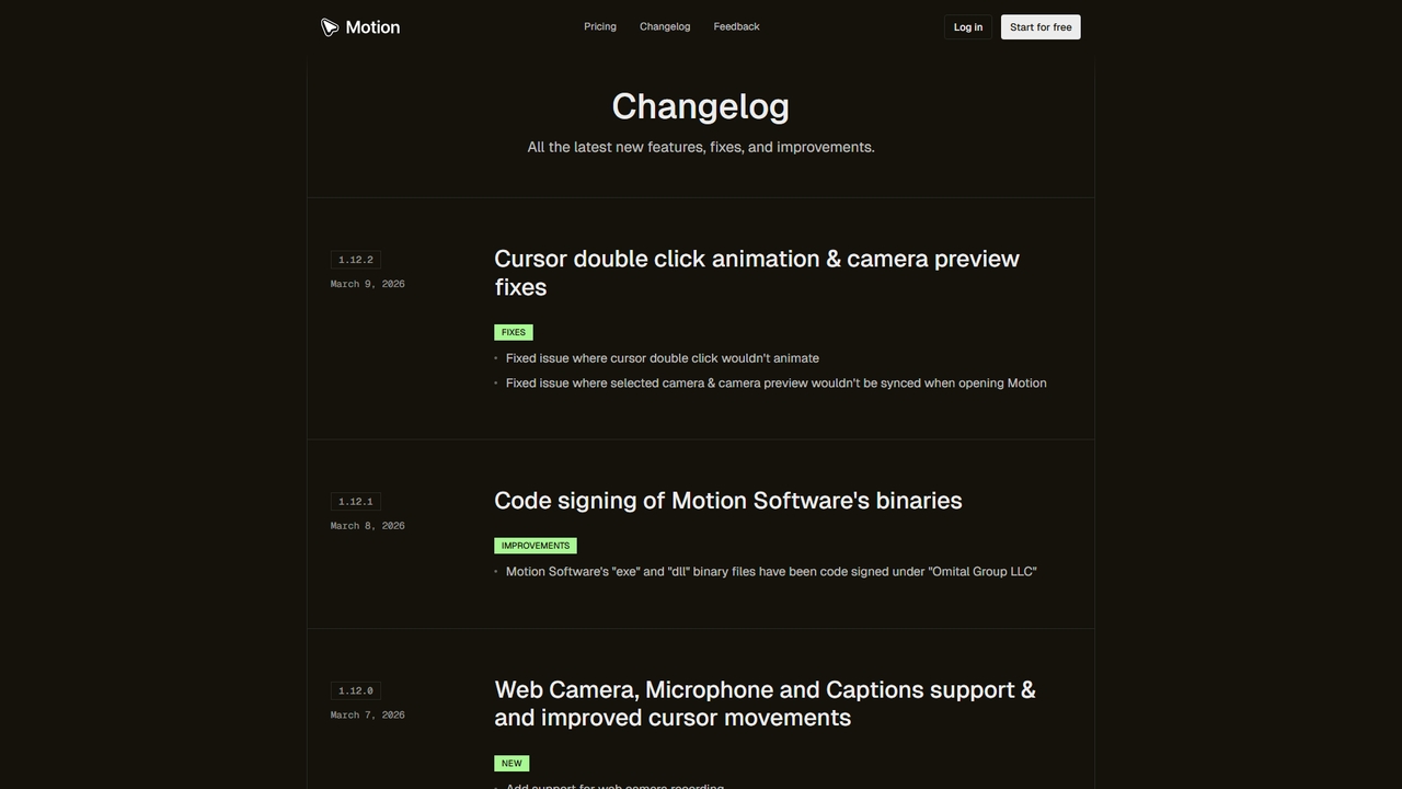 Motion – Changelog for Motion