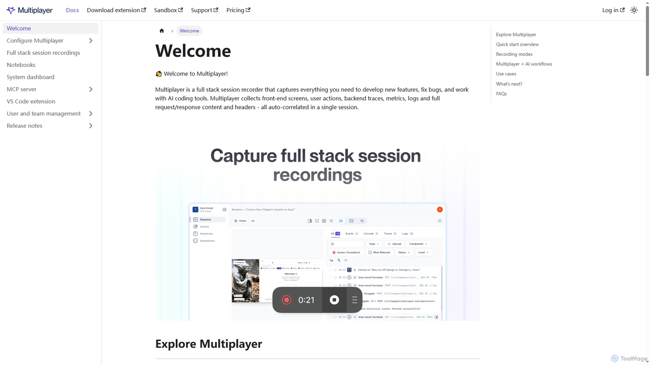 Welcome | Multiplayer Documentation | Setup Guides for Full-Stack Session Recordings & More for Multiplayer