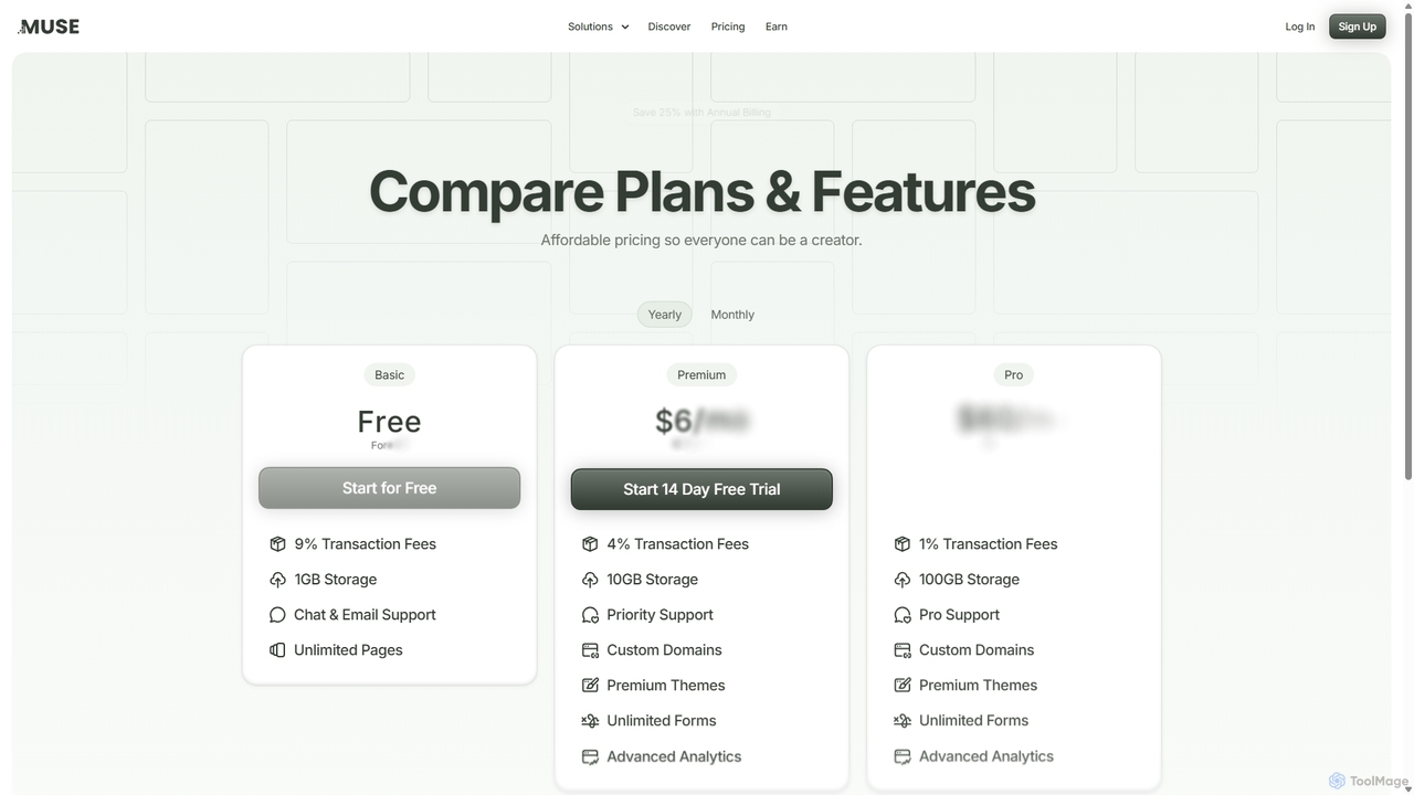 Muse – Pricing for Muse