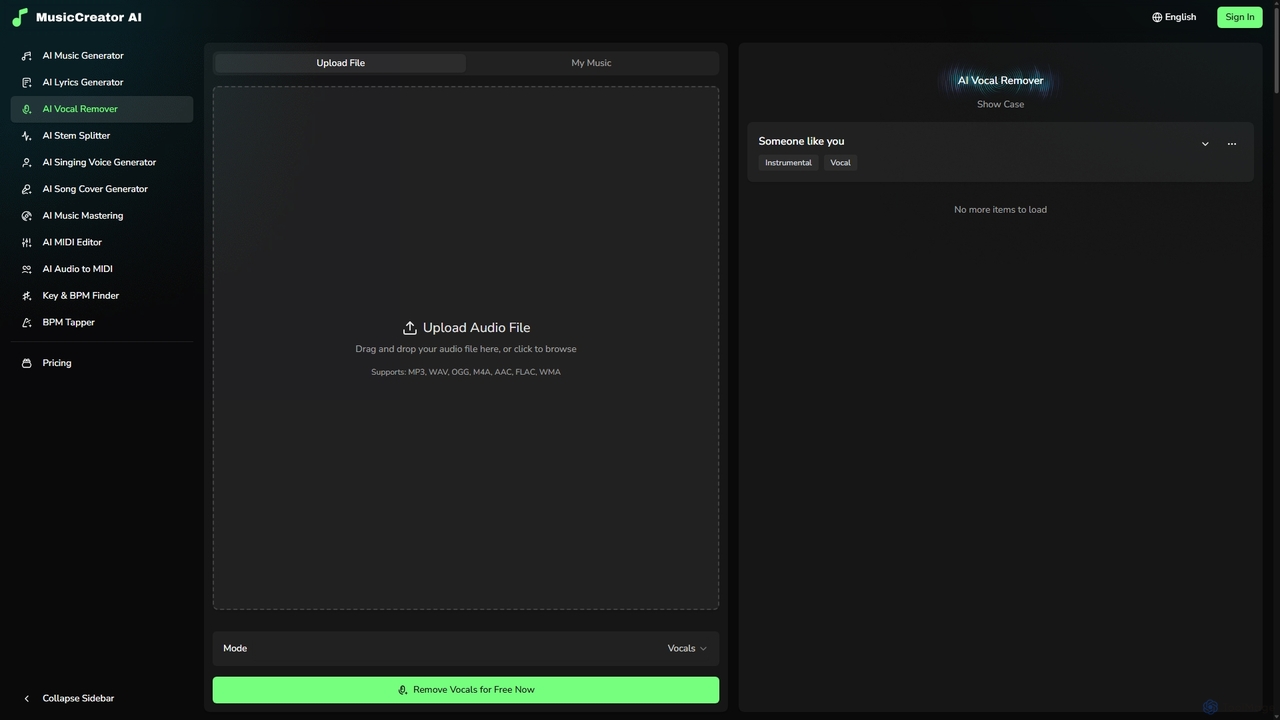 AI Vocal Remover - Remove Vocals from Any Song in Seconds for MusicCreator