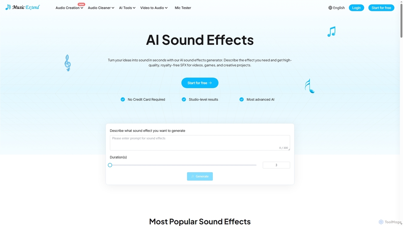 AI Sound Effects Generator – Create Custom SFX｜MusicExtend for MusicExtend